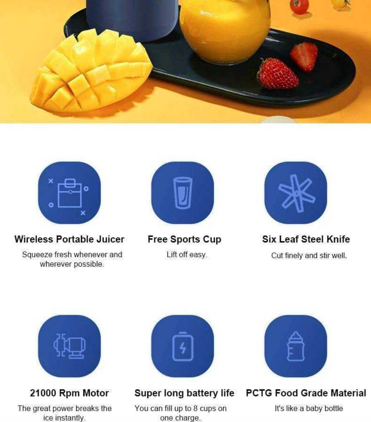 6-Blade Electric Personal Fruit Blender